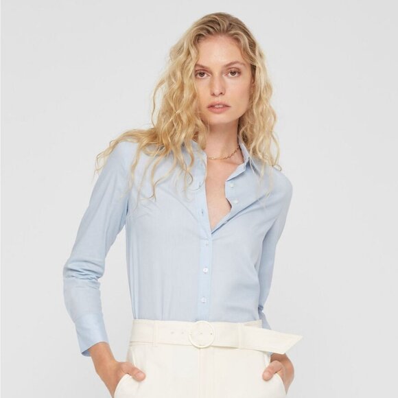 NWT CLUB MONACO Signature Fitted Shirt Button Up Long Sleeve 10 Collared Solid L - Picture 1 of 4